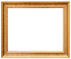 Golden vintage frame isolated on white. Gold frame abstract design.