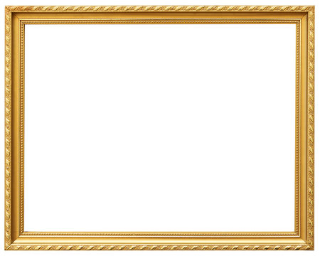 Golden vintage frame isolated on white. Gold frame abstract design.