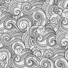 Seamless asian ethnic floral retro doodle background pattern