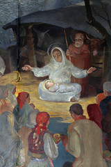 Birth of Jesus, altarpiece in parish church of Saint Mark in Zagreb, Croatia 