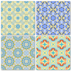 Set of 4 decorative mosaic seamless patterns.