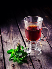 Tea in glass with mint.