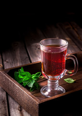 Tea in glass with mint.