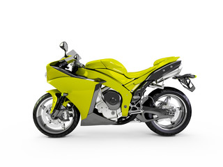 Green Yellow motorcycle isolated on a white background.