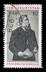 Stamp printed in GDR shows Friedrich Engels, Social Scientist, Political Theorist and Marxist, circa 1970