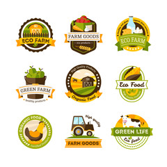 Organic Food Farm Emblems