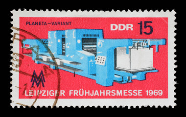 Stamp printed in GDR shows Leipzig Fair, circa 1969