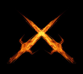 fire flame sword twin isolated on black © prapann