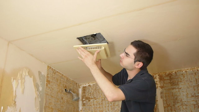 Cheking the air duct of a bathroom