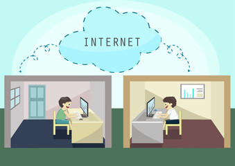 cartoon design of e-learning concept