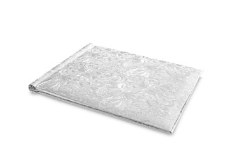 Luxury silver notebook with pen on white background