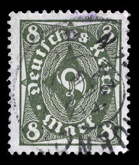 Stamp printed in Germany shows a posthorn, circa 1922.