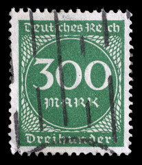 Stamp printed in Germany shows numeric value, circa 1923.