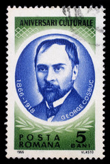 Stamp printed in Romania shows George Cosbuc (1866 – 1918) Romanian poet, translator, teacher, and journalist, circa 1966.