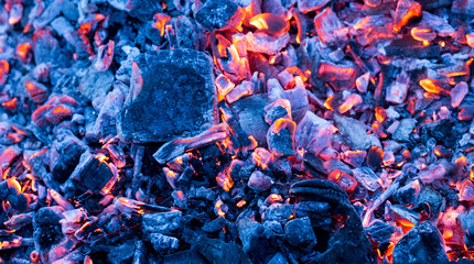 burning charcoal as a background. texture