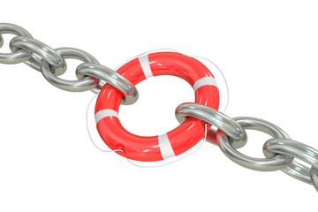 Chain with lifebuoy, business concept