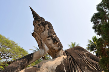 Buddha statues at the beautiful and bizarre buddha park in Vientiane/Laos.