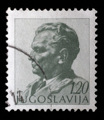 Stamp printed in Yugoslavia shows portrait of Marshal Josip Broz Tito, circa 1974