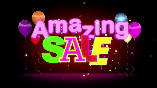 Amazing Sale Advertising Loop, with slow motion movements on dark background, seamless