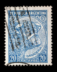 Stamp printed in Argentina shows image of a cow, celebrating livestock breeding (ganaderia), series, circa 1955