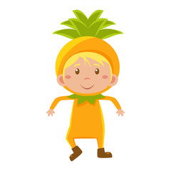 Kid In Pineapple Costume. Vector Illustration