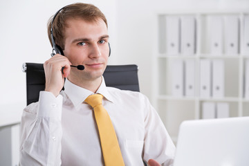Businessman in headphones