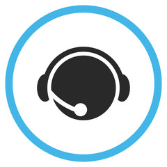 Call Center Operator vector bicolor icon. Image style is a flat icon symbol inside a circle, blue and gray colors, white background.