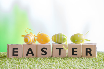 Easter eggs on the word easter