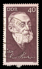 Stamp printed in GDR shows Rudolf Virchow , circa 1971