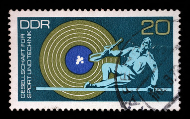 Stamp printed in GDR from the Society for Sport and Technology issue, circa 1972.