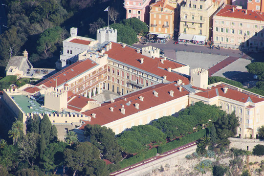 Close-up of the Prince's Palace in Monaco (Aerial View)