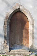 Fototapeta na wymiar Gothic gate of the Church of Saint Cross, Devin, Bratislava, Slo