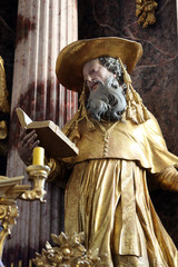 Obraz premium Saint Jerome on the main altar of Holy Cross, Church of the Immaculate Conception of the Virgin Mary in Lepoglava, Croatia