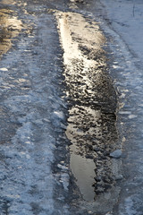 road in the ice in winter