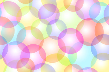 Playfull, funny seamless pattern bokeh with transparent bubbles / circles in different vibrant pastel colours. Suitable as background for birthday greeting card, web site wallpaper, poster etc. 