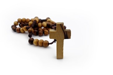 rosary on a white background
