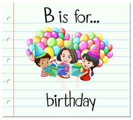 Flashcard letter B is for birthday