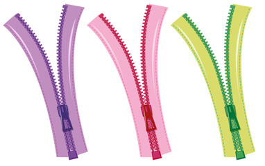 Zips in three colors