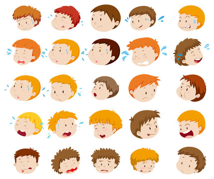 Boy heads with expressions