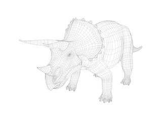 3d wireframe dinosaur
