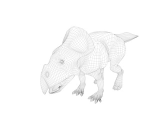 3d wireframe dinosaur