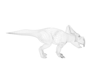 3d wireframe dinosaur