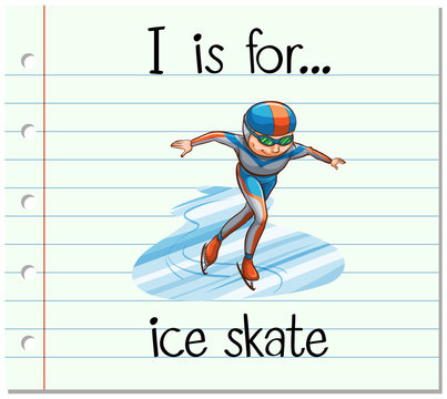Flashcard letter I is for ice skate