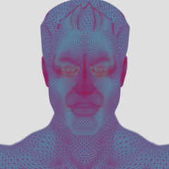 Wireframe human body. Future technology interface 3D scan sci-fi.