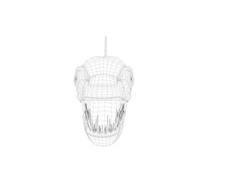 3d wireframe scary fish