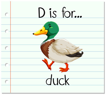 Flashcard letter D is for duck
