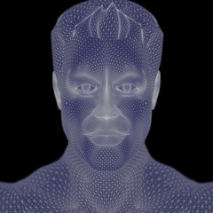 Wireframe human body. Future technology interface 3D scan sci-fi.