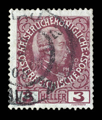 Obraz premium Stamp printed in the Austria shows Joseph II, Emperor of Austria, circa 1913