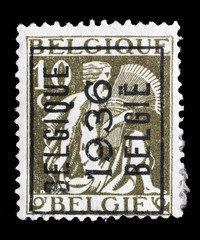 Stamp printed in Belgium shows Reaper, circa 1932