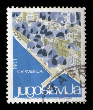 Stamp printed in Yugoslavia from the Local Tourism issue shows Crikvenica, Croatia, circa 1963.